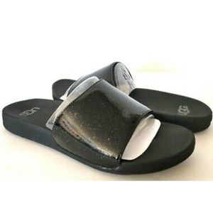 UGG Kids Glitter Slides in Black